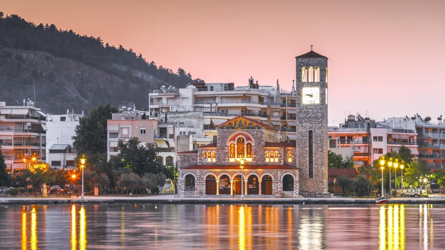 Agios Konstantinos and Eleni church in Volos at dusk